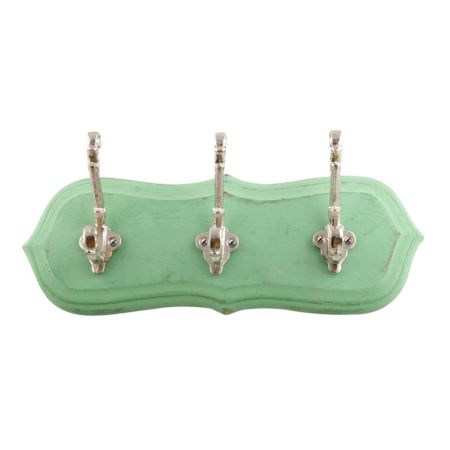 Green Silver Small Wall Wooden Iron Hooks